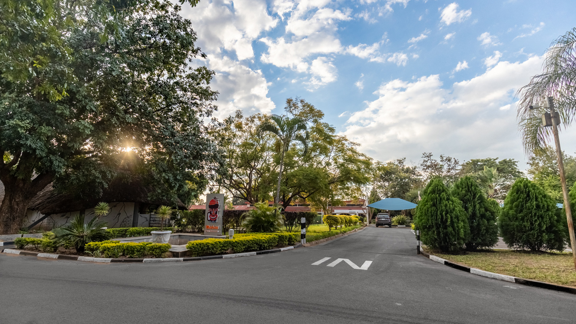 Luxury villa with pool at sunset